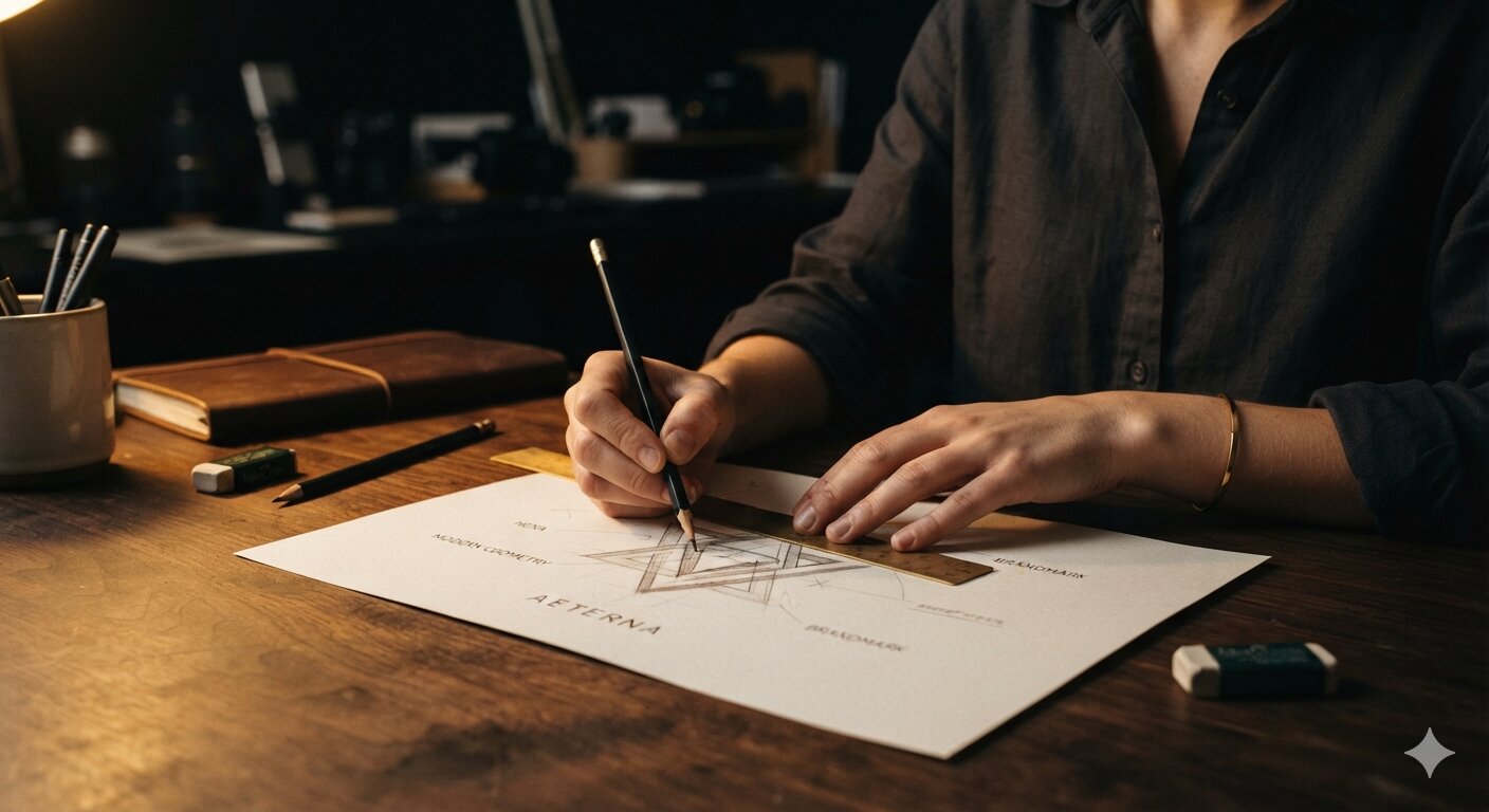 Designer sketching a logo concept