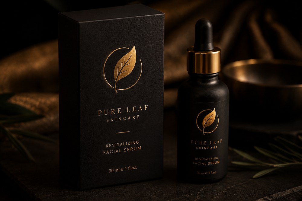Wellness brand mark on skincare packaging